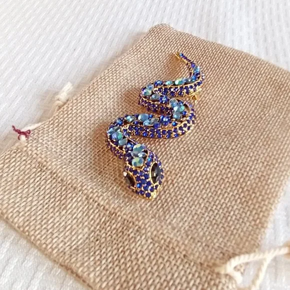 Blue Rhinestone snake Pin Broach - Picture 4 of 4